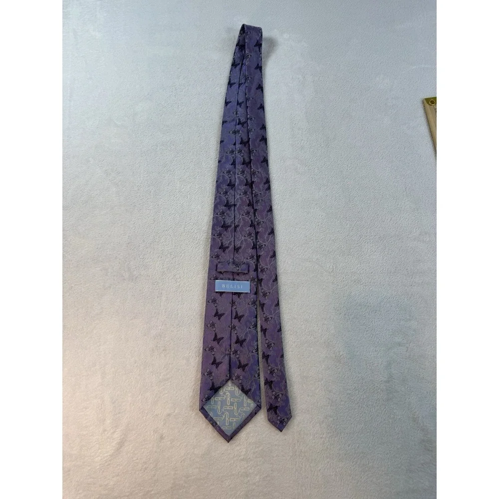 Belisi 100% Silk Handmade Tie Purple Butterflies Mens Necktie Work‎ Casual Party